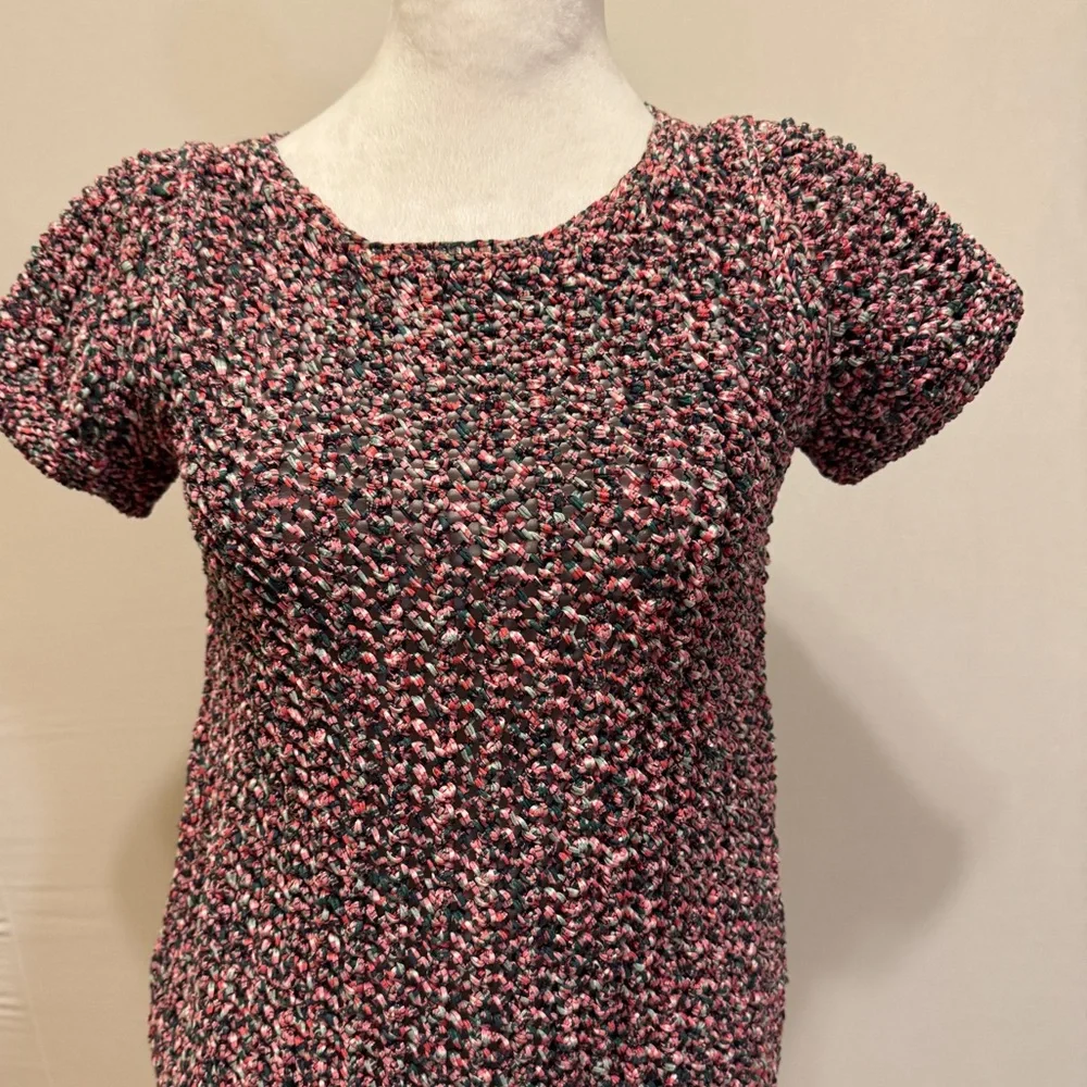 CHANEL Woven Knit Short Sleeve Sweater